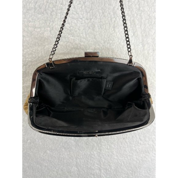 Kate Landry Womens Hand Bag Gold Brown Leopard Print Chain Clasp S - Picture 4 of 11